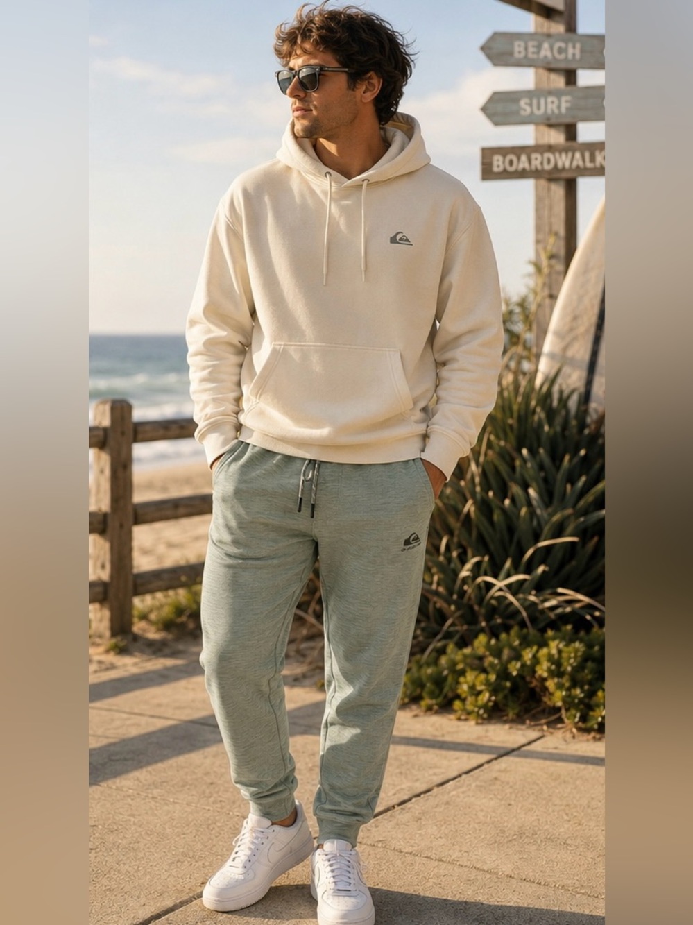 Quiksilver Clean Surf Joggers Sage Green DryFlight Athletic Sweatpants NWT Men’s